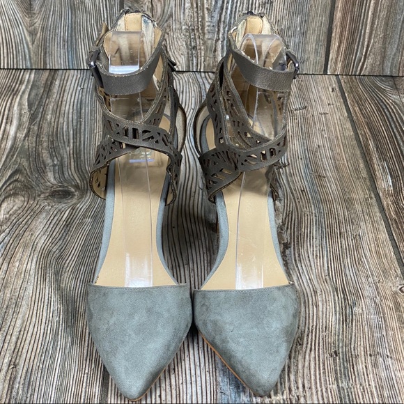 Joe's Gray Suede Stilettos 4 inch Strappy 6M Heels - Picture 10 of 13